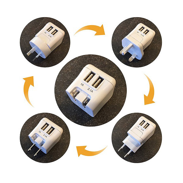 PSU - Universal Travel Adapter Kit - Dual USB | US / EU / GB / AU / CH / HK